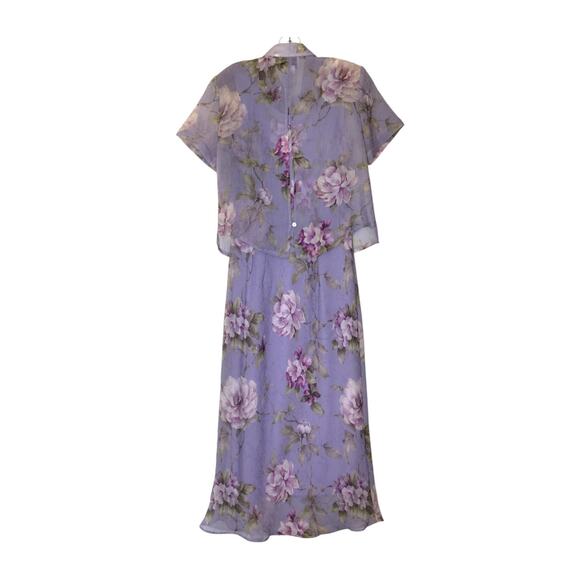 VTG Karin Stevens Dress Set 10 Maxi Sheer Floral Chiffon Ethereal Fairy Wedding - Picture 2 of 15